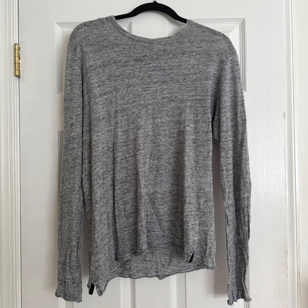 Rag & Bone New York Womens Grey 100% Linen Long Sleeve Slub Knit Top Size M